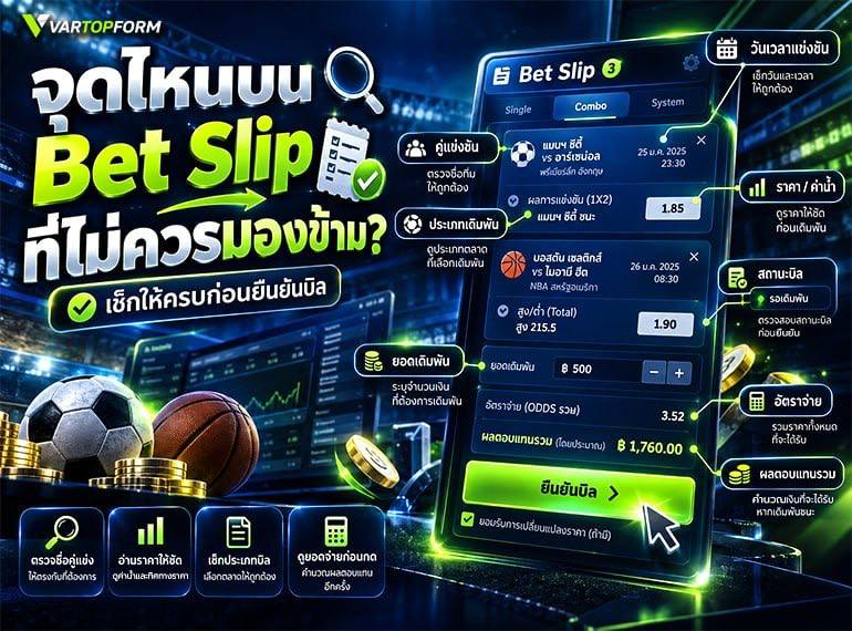 จุดเช็กบน Bet Slip